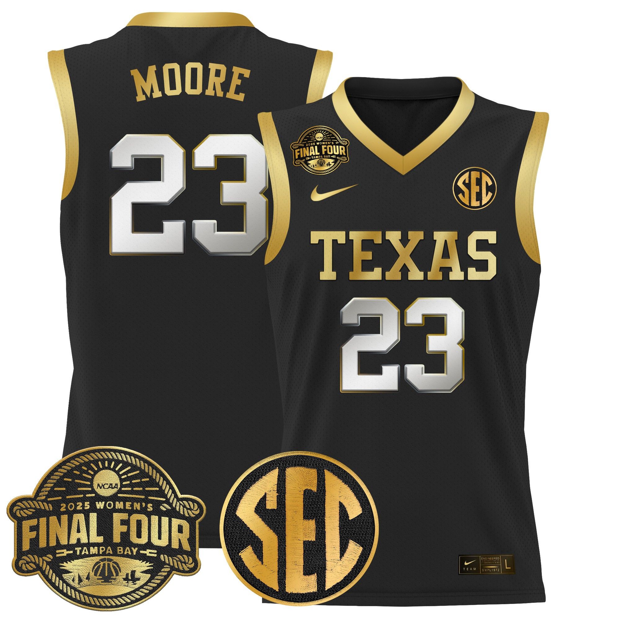 Men Texas Longhorns #23 Moore Black Nike 2025 Final Four Patch Lightweight Basketball NCAA Jerseys